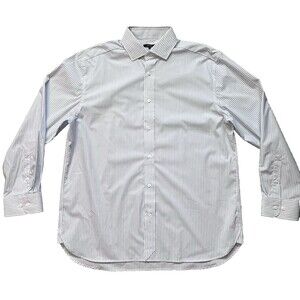 Quince Men Size XXL Organic Cotton Stretch Poplin Dress Shirt Blue/White Stripe